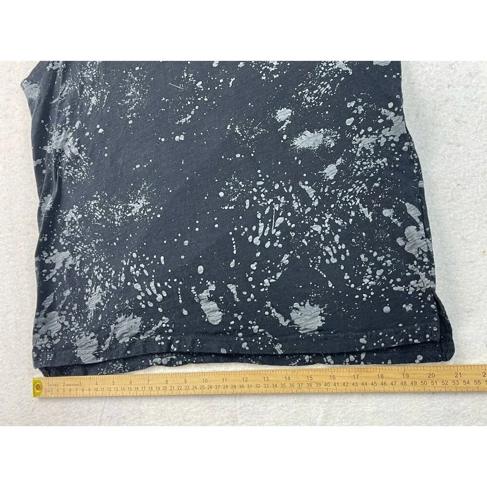 Guess Men’s Medium Black Sleeveless Hoodie Gray Splattered Paint Design - Picture 5 of 9